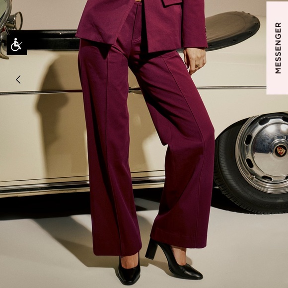 House of CB Rivi Straight Leg Loose Fit Trousers Wine Longer Length - Picture 7 of 15